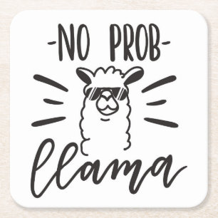 Geen Prob Llama-ontwerp Vierkante Kartonnen Onderzetter