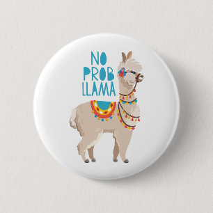 Geen Prob Llama Ronde Button 5,7 Cm