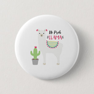 Geen Prob Llama Ronde Button 5,7 Cm