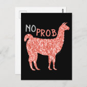 Geen Prob Llama roze koraal glitter Sparkles Briefkaart (Voorkant / Achterkant)