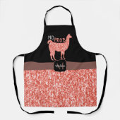 Geen Prob Llama roze koraal glitterspikkels Monogr Schort (Voorkant)