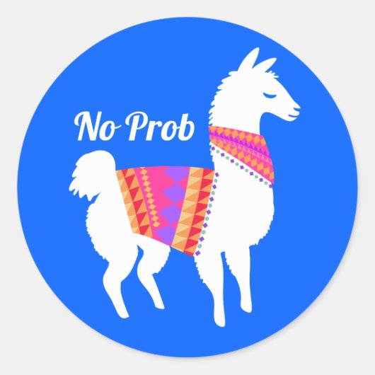 Geen Prob Llama Schattigee Partij Ronde Sticker (Voorkant)