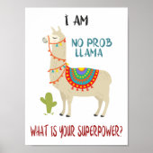 Geen probleem Llama geen Prob Llama Superpower Fun Poster (Voorkant)