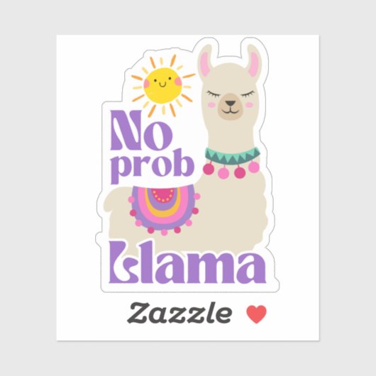 Geen probleem Llama leuk zon sticker (Vel)