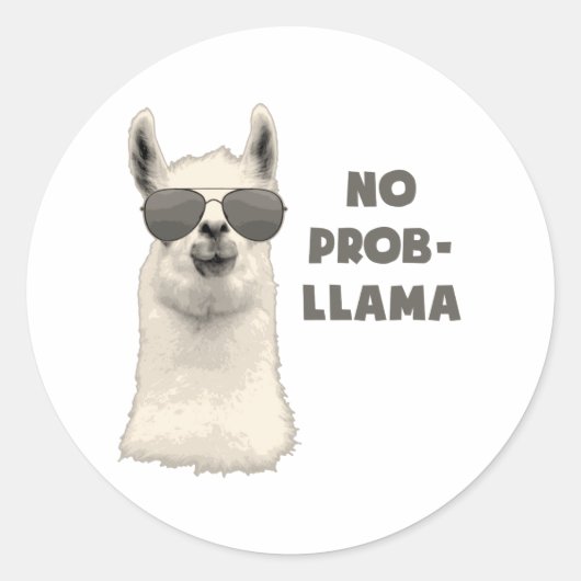 Geen probleem Llama Ronde Sticker (Voorkant)