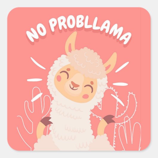 Geen probleemlama vierkante sticker (Voorkant)