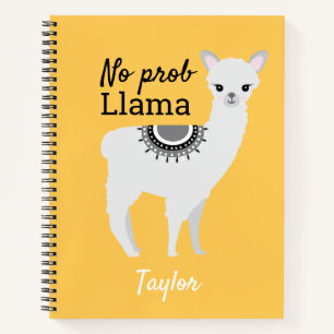 Geen ProbLlama gepersonaliseerd Cute Llama Geel Notitieboek