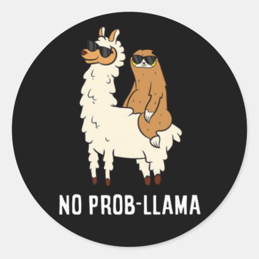 Geen Probllama Schattige Geen Prob Llama 209 V-hal Ronde Sticker (Voorkant)
