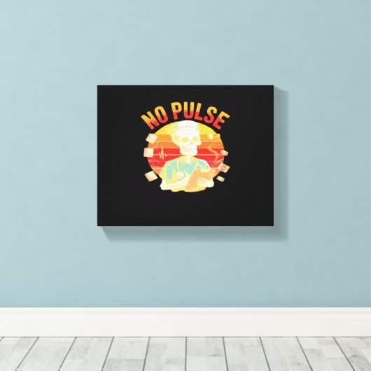Geen Pulse Skeleton Nurse Grappig Medisch Hallowee Canvas Afdruk (Insitu (Houten vloer))
