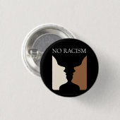 Geen racisme met rubines vase ronde button 3,2 cm (Voorkant /achterkant)