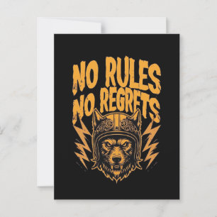 Geen regels Geen spijt - Wolf Biker Graphic Briefkaart