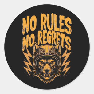 Geen regels Geen spijt - Wolf Biker Graphic Ronde Sticker