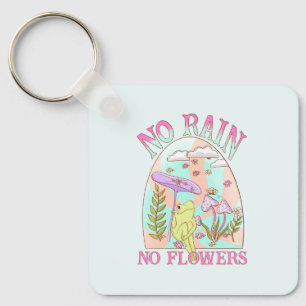 Geen regen, geen bloemen – Levendige bloemen & pad Sleutelhanger