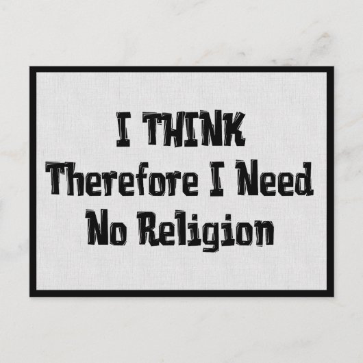 Geen religie nodig briefkaart (Voorkant)