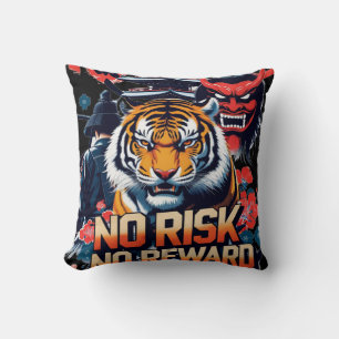 Geen risico, geen beloning - Samurai Tiger Kussen