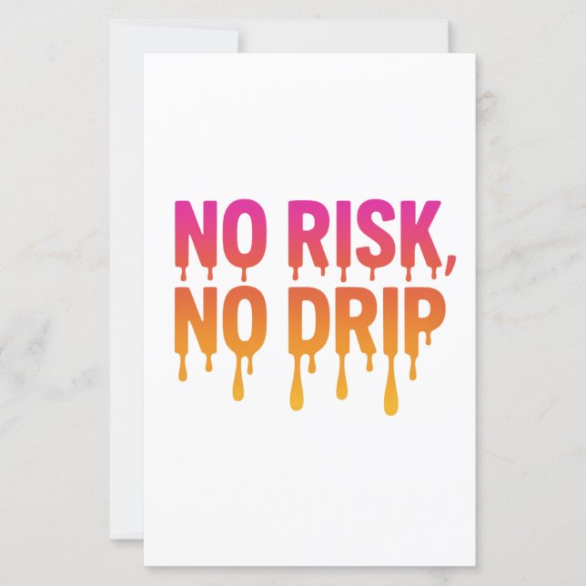 Geen risico, geen druppel – Motivatie druppeltekst (Voorkant)
