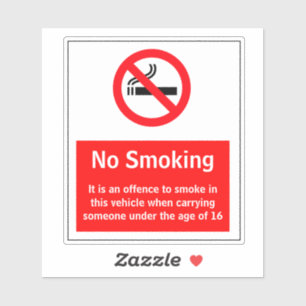 Geen roken in een voertuig met minder dan 16 Stick Sticker