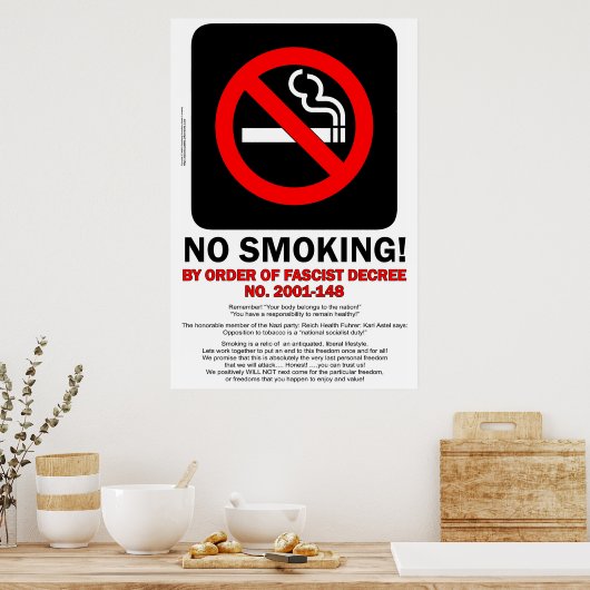 GEEN ROKEN! - Op bevel van fascistisch besluit. -P Poster (Keuken)