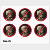 Geen rokerteken met Van Gogh Skull Artwork Ronde Sticker (Vel)