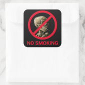 Geen rokerteken met Van Gogh Skull Artwork Vierkante Sticker (Tas)