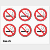 Geen rokerteken ronde sticker (Vel)