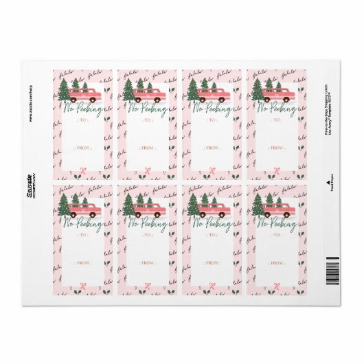 Geen roze  Van tot en met Kerstmis Etiket (Full Sheet)