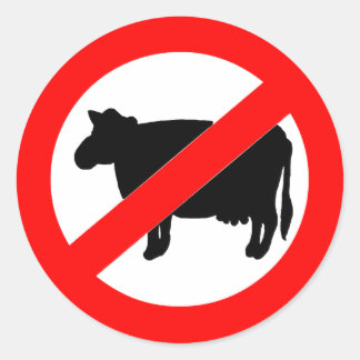 Geen rundvlees ronde sticker
