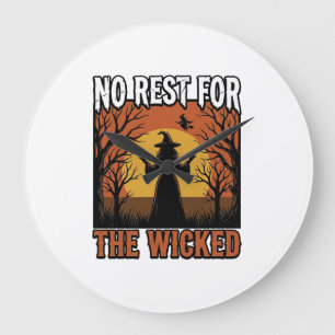 Geen rust voor de slechte Vintage Heks Halloween D Grote Klok