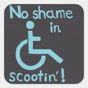 "Geen schaamte in scootine" Disability Pride Stick Vierkante Sticker