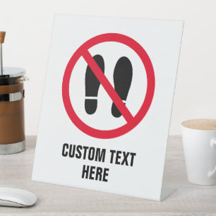 Geen schoenen toegestaan Verboden voetstappen Reclamebord Met Voetstuk