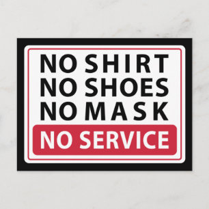 geen shirt geen schoenen geen masker geen service briefkaart