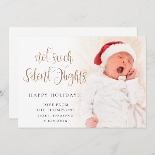 Geen Silent Night Baby Script-script met kerstmis Feestdagenkaart (Voorkant / Achterkant)