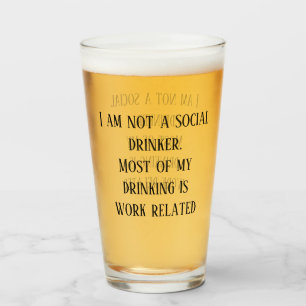 Geen sociale drinker Funny Pint Stein Glas
