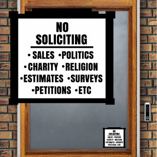 GEEN SOLICITING van het Venster Raamsticker