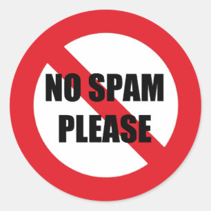 Geen Spam A.u.b. Rode Verbod Teken Ronde Sticker