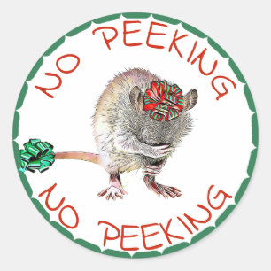 Geen spieken, kerstmuis, Label met cadeau