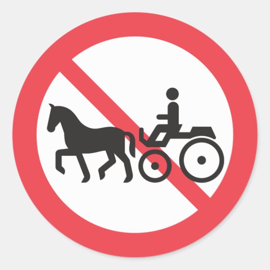 Geen spoor van paardenstaarten en verkeersbuggy ronde sticker (Voorkant)