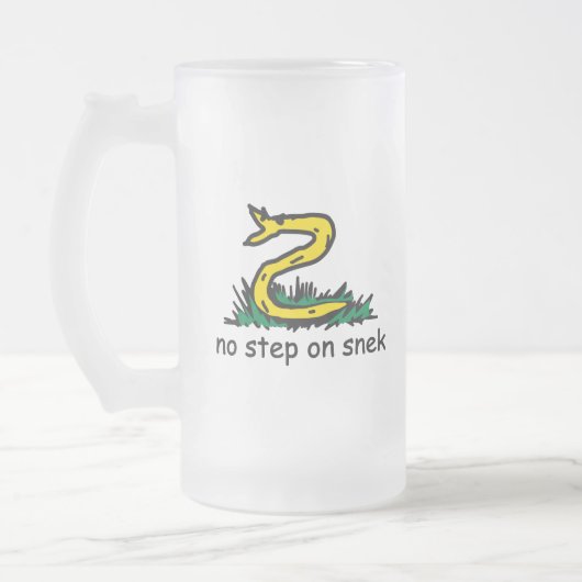 Geen stap op snek memes Gadsden parodie SnekRight Matglas Bierpul (Links)