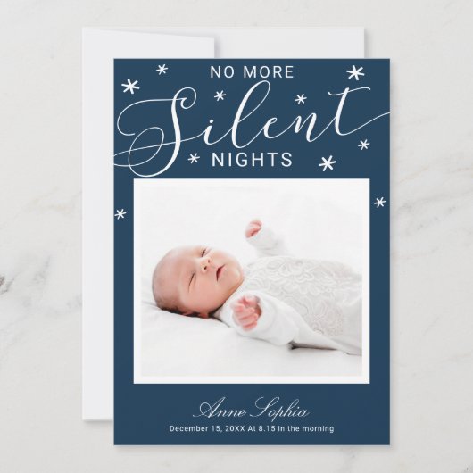 Geen stille nachten meer Kerstmis geboorteaankondi Feestdagenkaart (Voorkant)