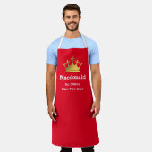 GEEN STRESS CHEF | Gepersonaliseerde kroon | ROOD Schort (Gedragen)