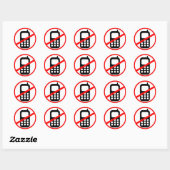 Geen symbool voor mobiele telefoons ronde sticker (Vel)