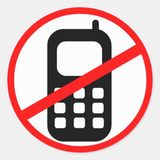 Geen symbool voor mobiele telefoons ronde sticker (Voorkant)