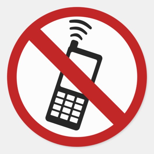 GEEN TELEFOONZONE RONDE STICKER (Voorkant)