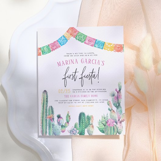 Geen tijd voor Siesta First Fiesta Girl Birthday P Briefkaart