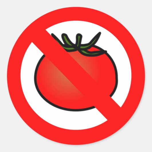 Geen tomaten ronde sticker (Voorkant)