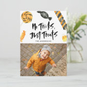 Geen Tricks behandelt gewoon | Halloween-fotokaart Feestdagenkaart (Staand voorkant)