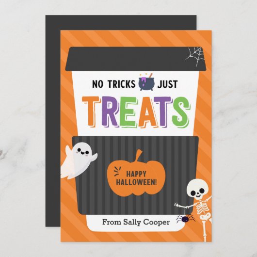 Geen tricks Halloween Coffee Coffee Kaart (Voorkant / Achterkant)