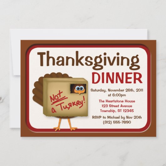 Geen Turkije Thanksgiving Dinner Invitations Kaart (Voorkant)