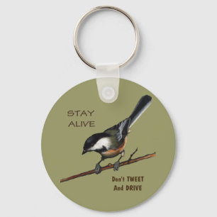 Geen tweet & drive: Vogel: Kleurpotlood Art Sleutelhanger