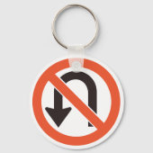 Geen U-bocht verkeersveiligheidssymbool Sleutelhanger (Voorkant)